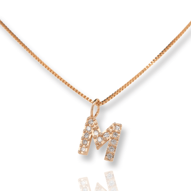Gold CZ Initial Necklace